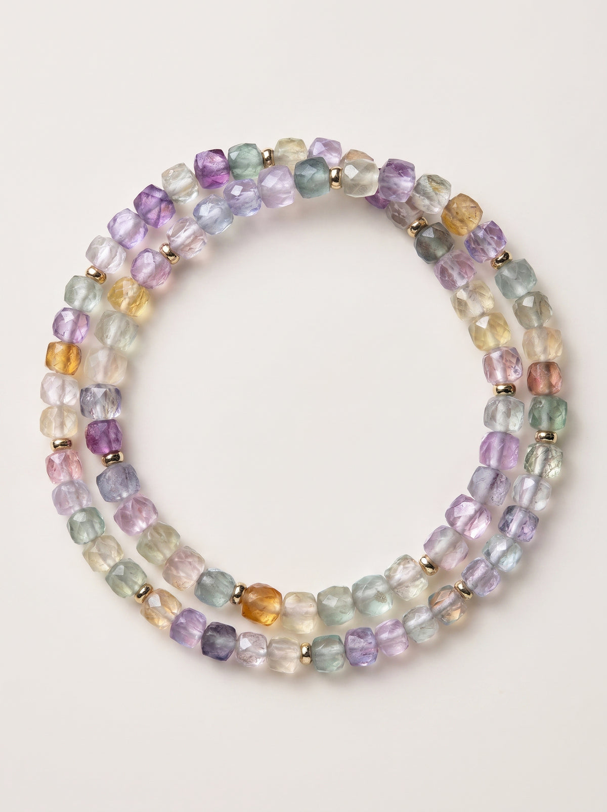 Double Wrap Fluorite Crown Chakra Bracelet