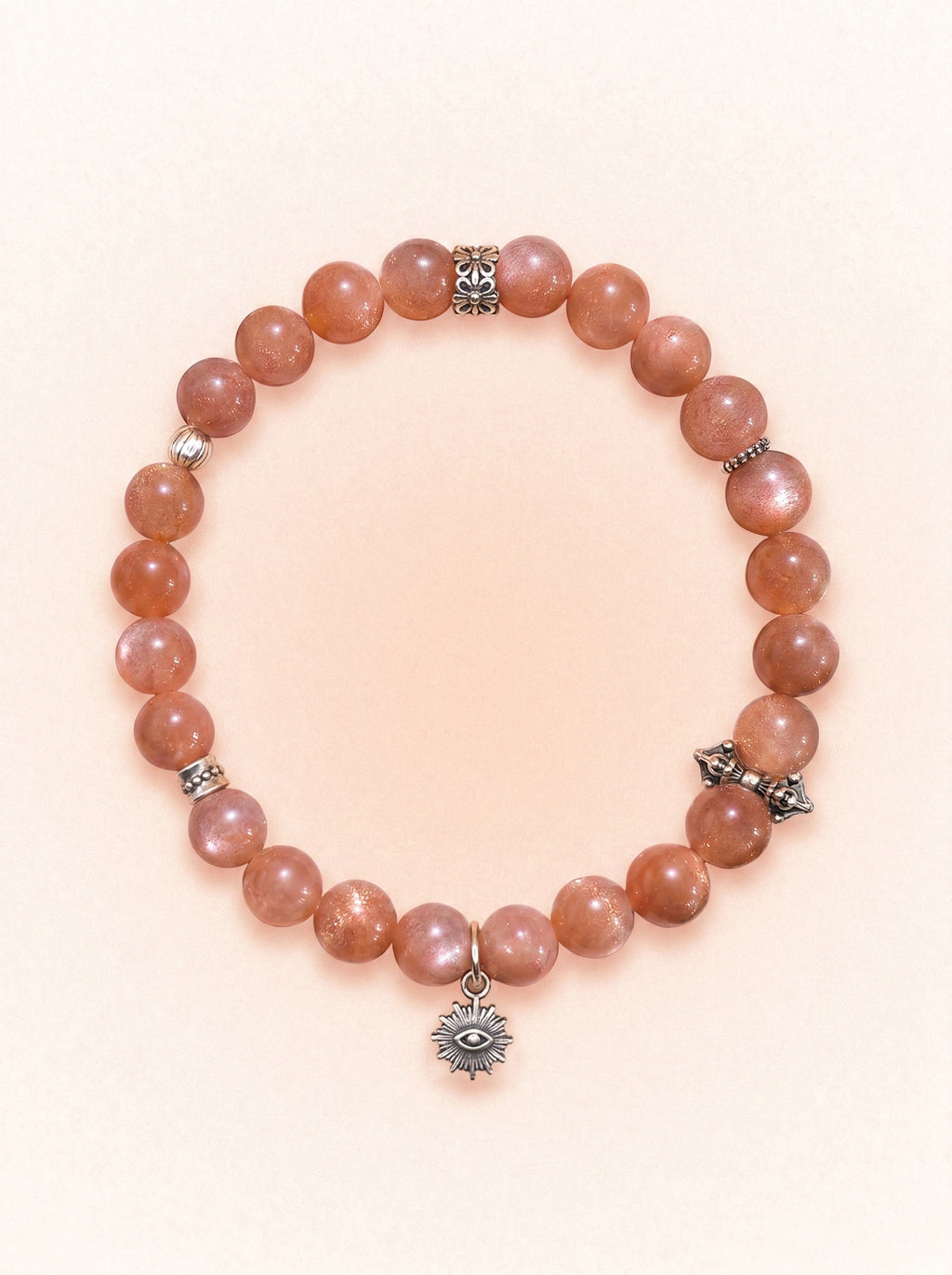 Sunstone Solar Plexus Chakra Vintage Silver Bracelet with 925 sterling silver accents