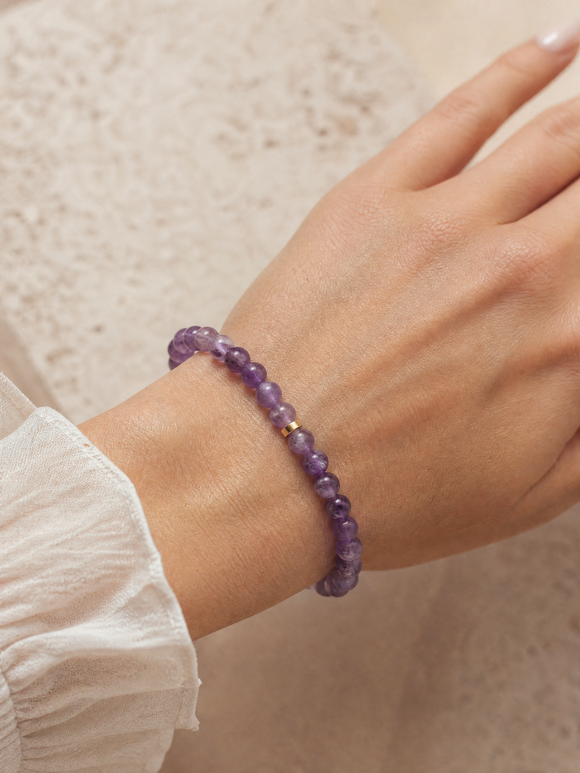 Amethyst Crown Chakra Classic Bracelet worn on wrist
