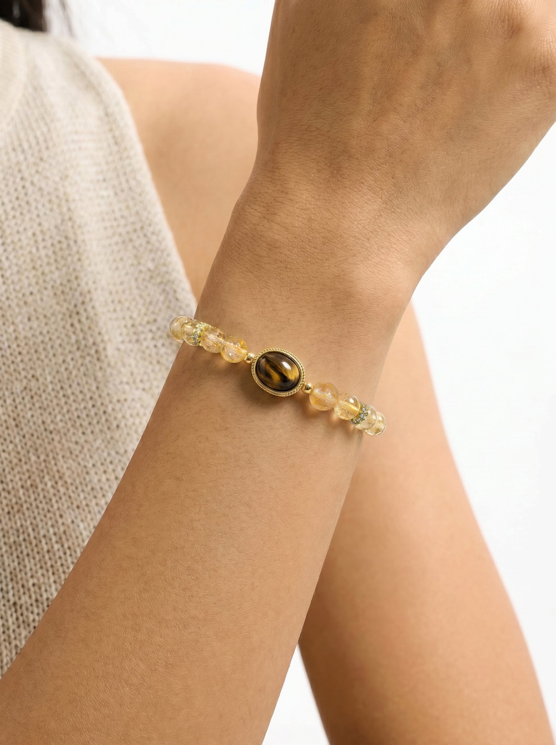 Yellow Topaz Statement Bracelet worn on wrist