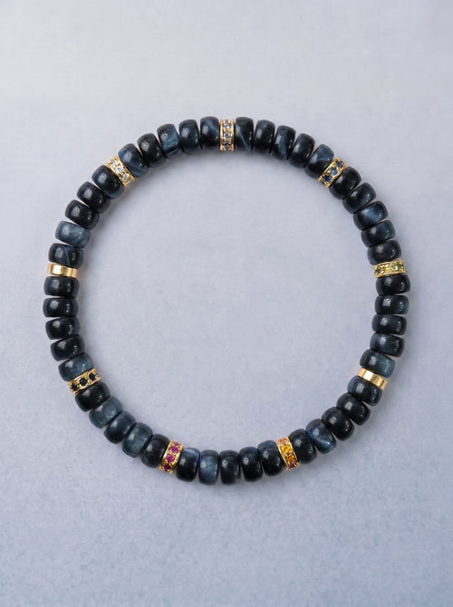 Blue Tiger Eye Third Eye Chakra Tablet Bracelet handmade natural blue tiger eye crystal bracelet