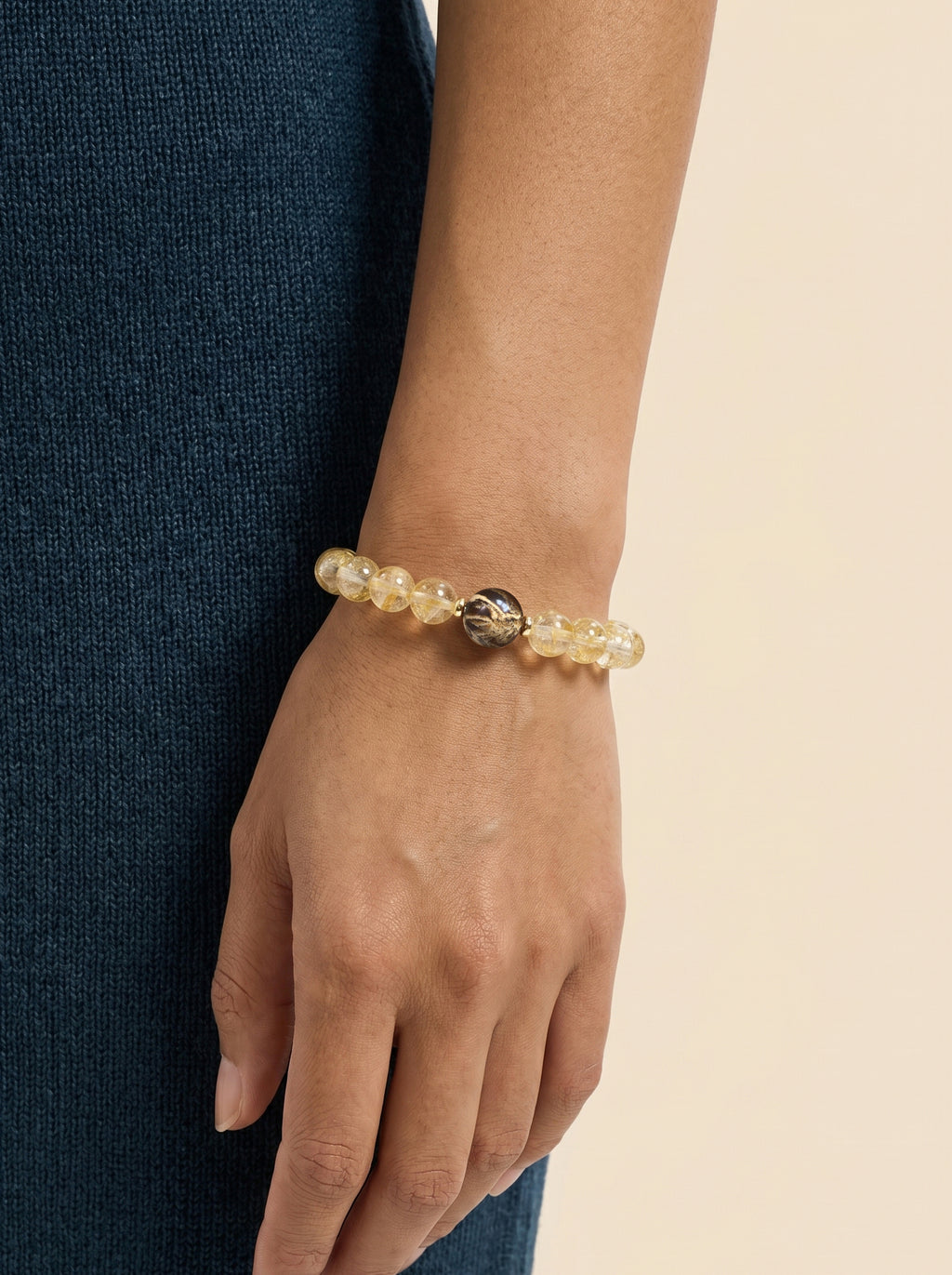 Citrine Amber Accent Bracelet worn on wrist