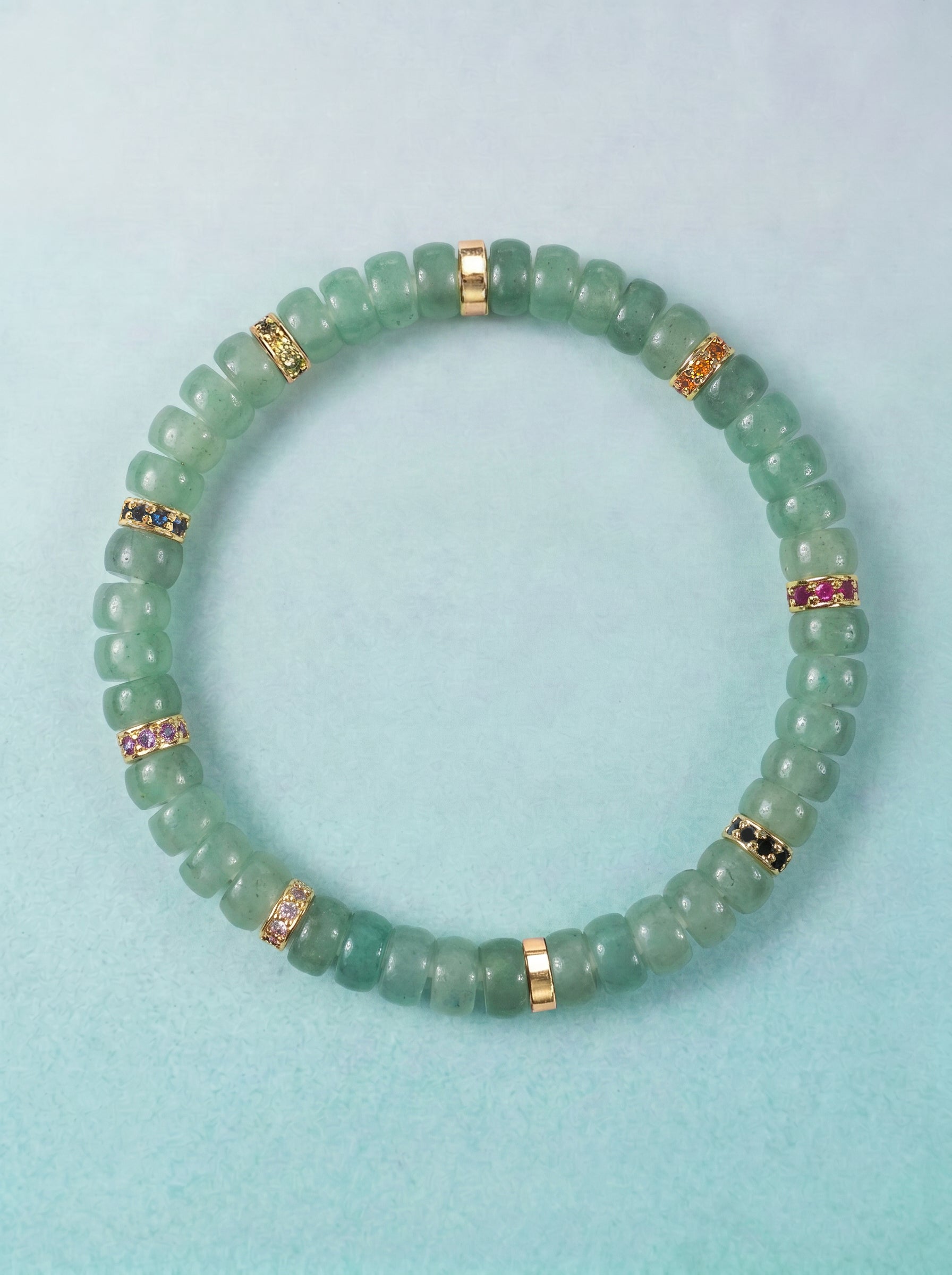 Green Aventurine Heart Chakra Tablet Bracelet with decorative spacers