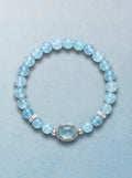 Aquamarine Throat Chakra Statement Bracelet with oval focal setting