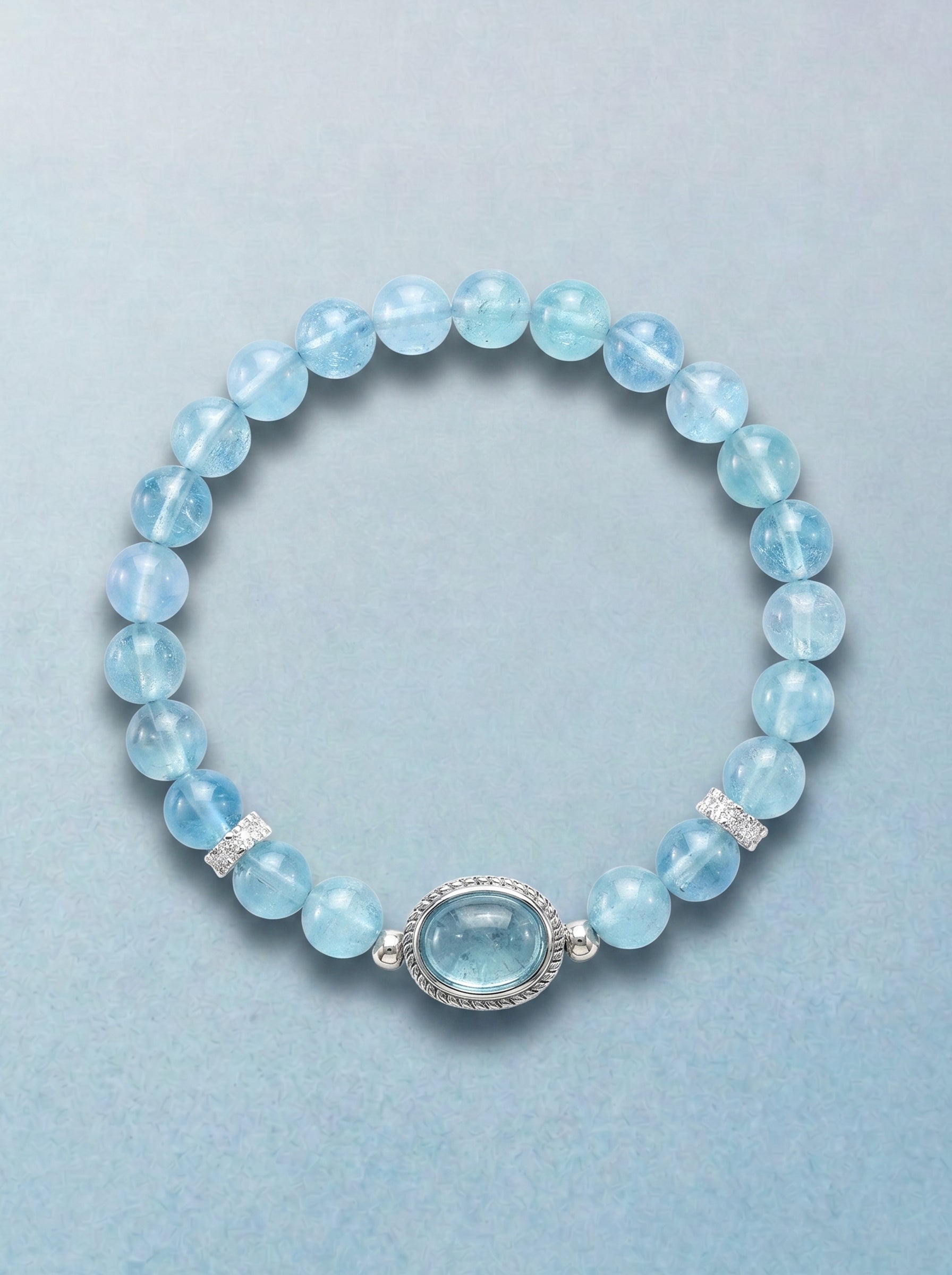 Aquamarine Throat Chakra Statement Bracelet with oval focal setting