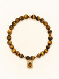 Tiger Eye Solar Plexus Chakra Charm Bracelet with gold-tone charm