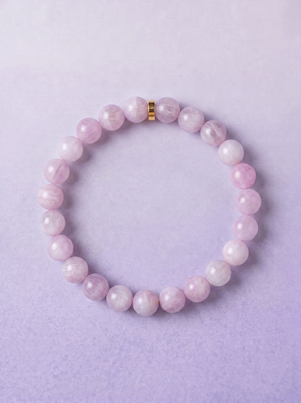 Kunzite Heart Chakra Classic Bracelet with gold-tone spacer