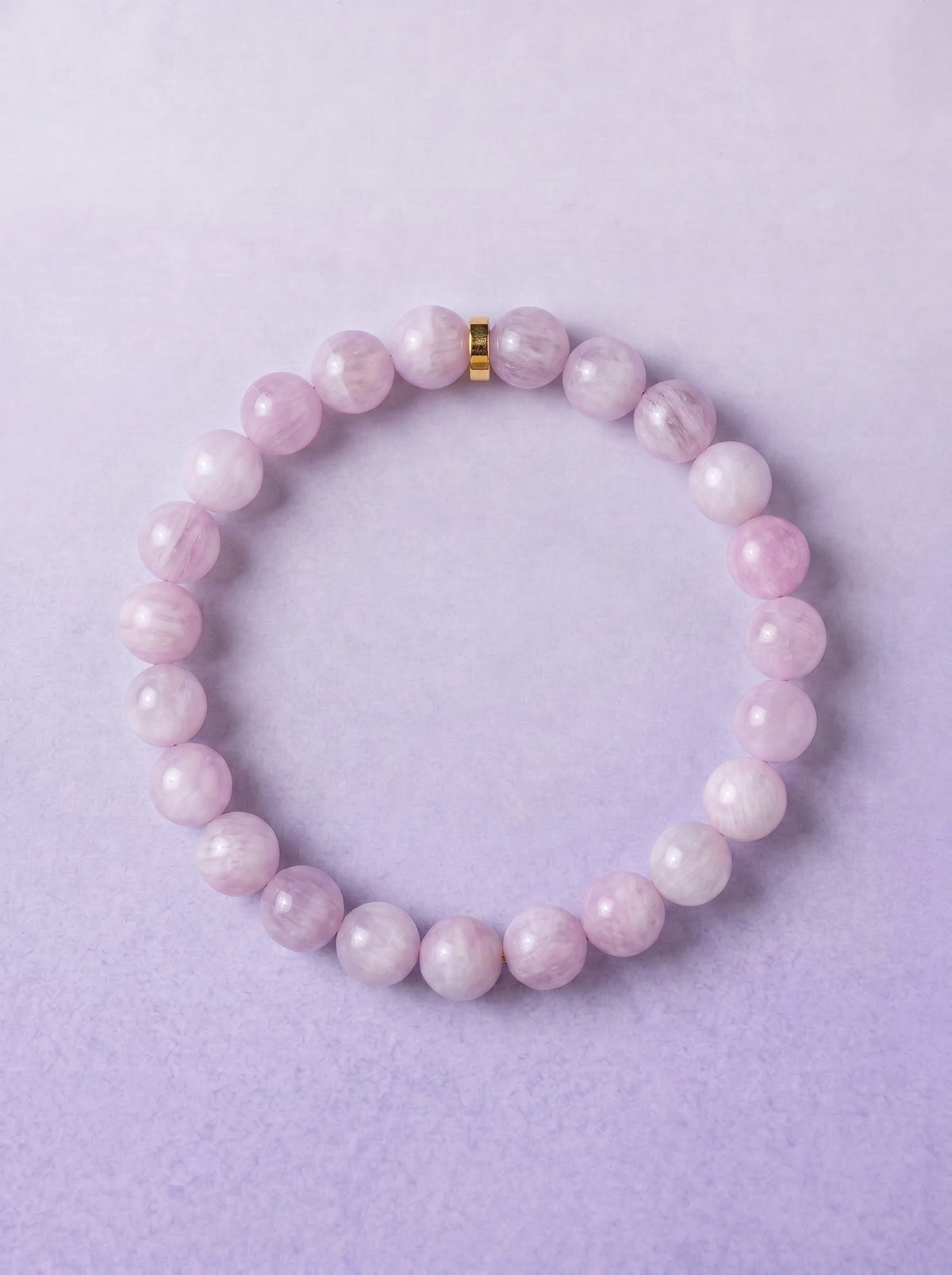 Kunzite Heart Chakra Classic Bracelet with gold-tone spacer