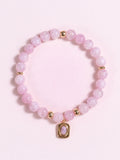 Kunzite Heart Chakra Charm Bracelet with gold-tone charm