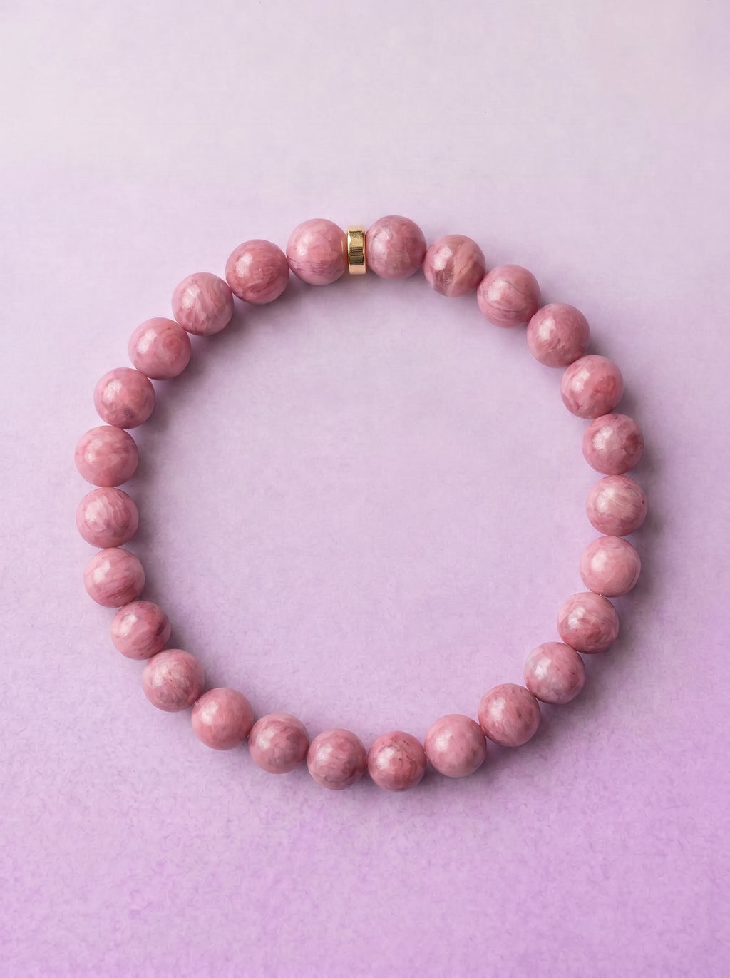 Rhodonite Heart Chakra Classic Bracelet with gold-tone spacer
