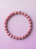 Rhodonite Heart Chakra Classic Bracelet with gold-tone spacer