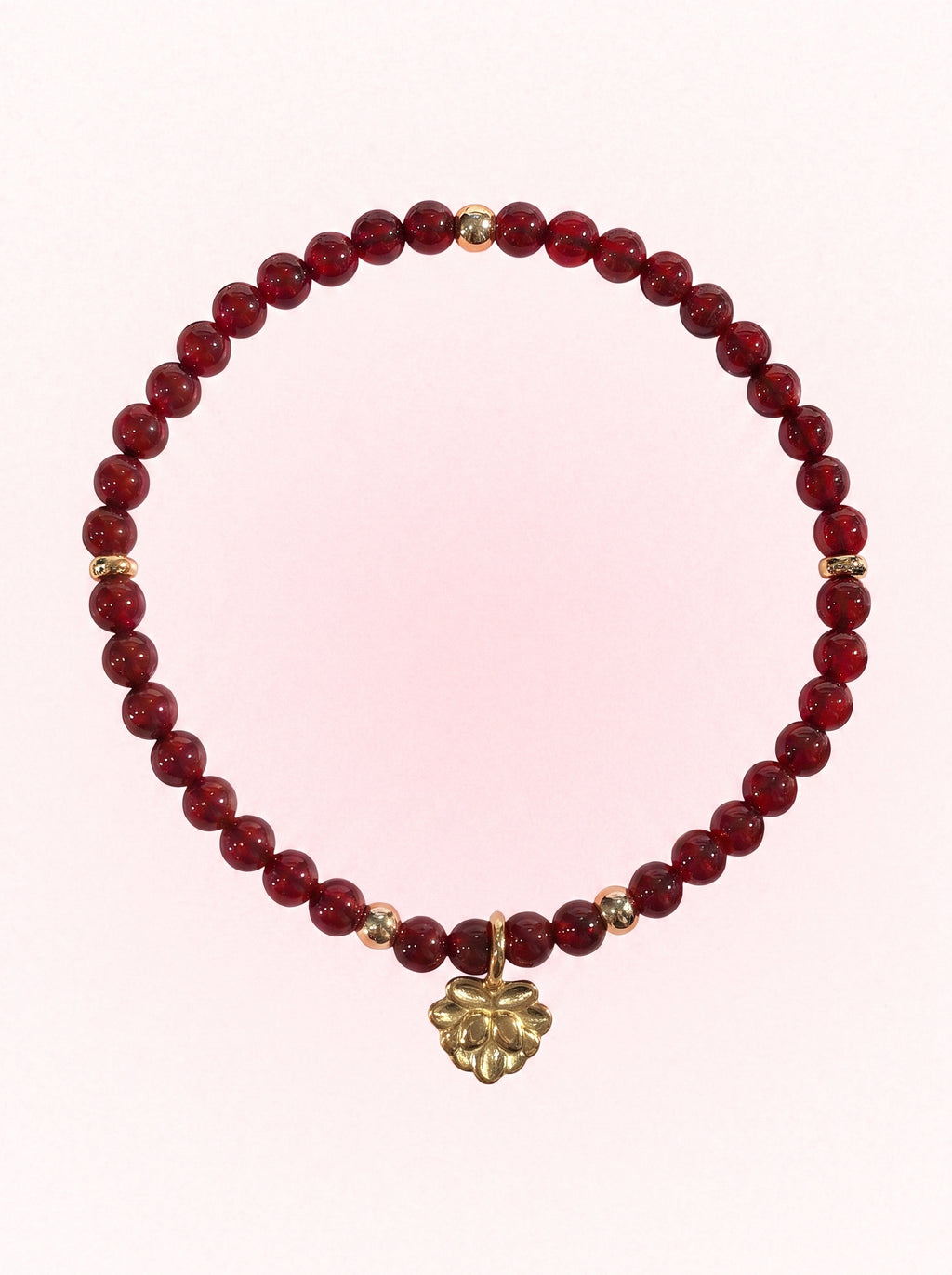 Garnet Root Chakra Lotus Charm Bracelet