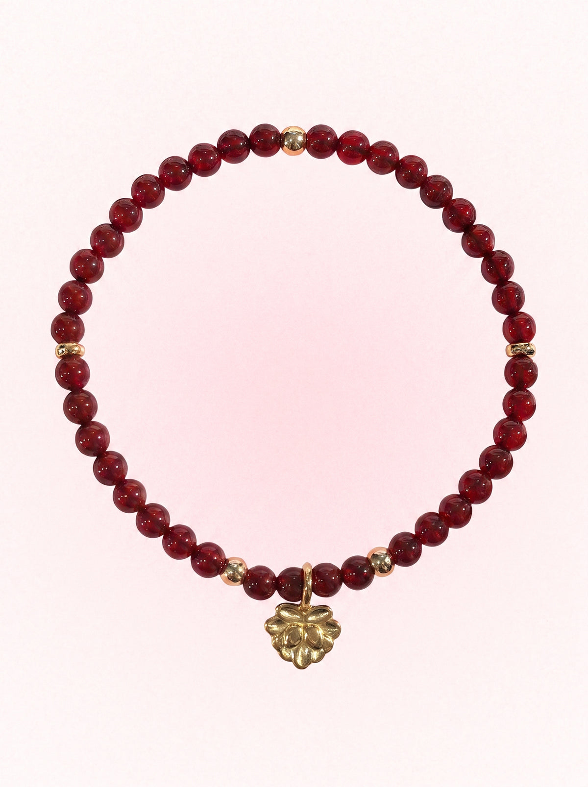 Garnet Root Chakra Lotus Charm Bracelet