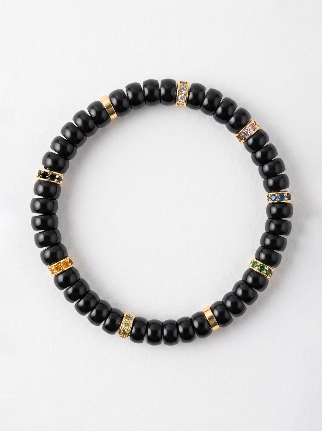 Obsidian Root Chakra Tablet Bracelet with decorative spacers