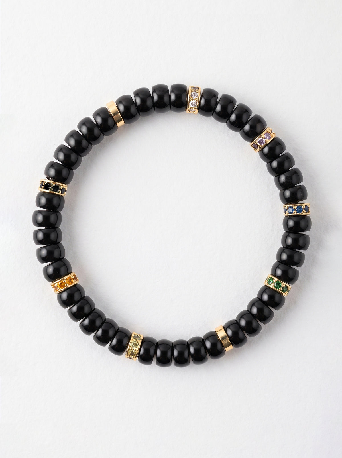Obsidian Root Chakra Tablet Bracelet with decorative spacers