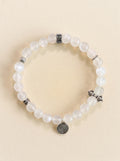 White Moonstone Crown Chakra Vintage Silver Bracelet
