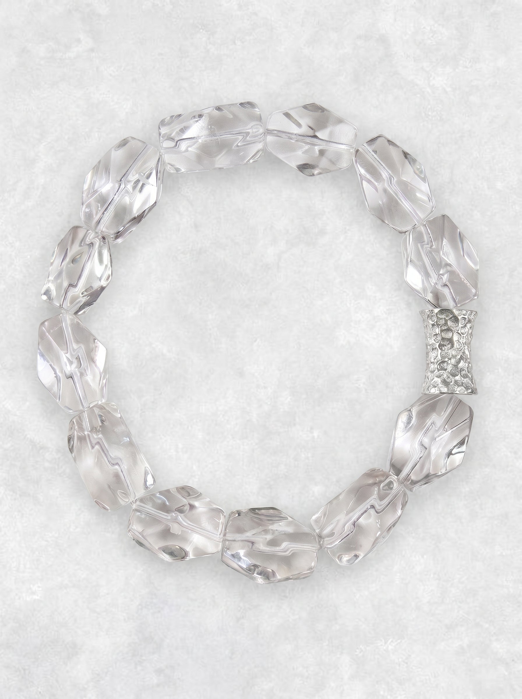 Irregular Clear Quartz Crown Chakra Bracelet with faceted beads