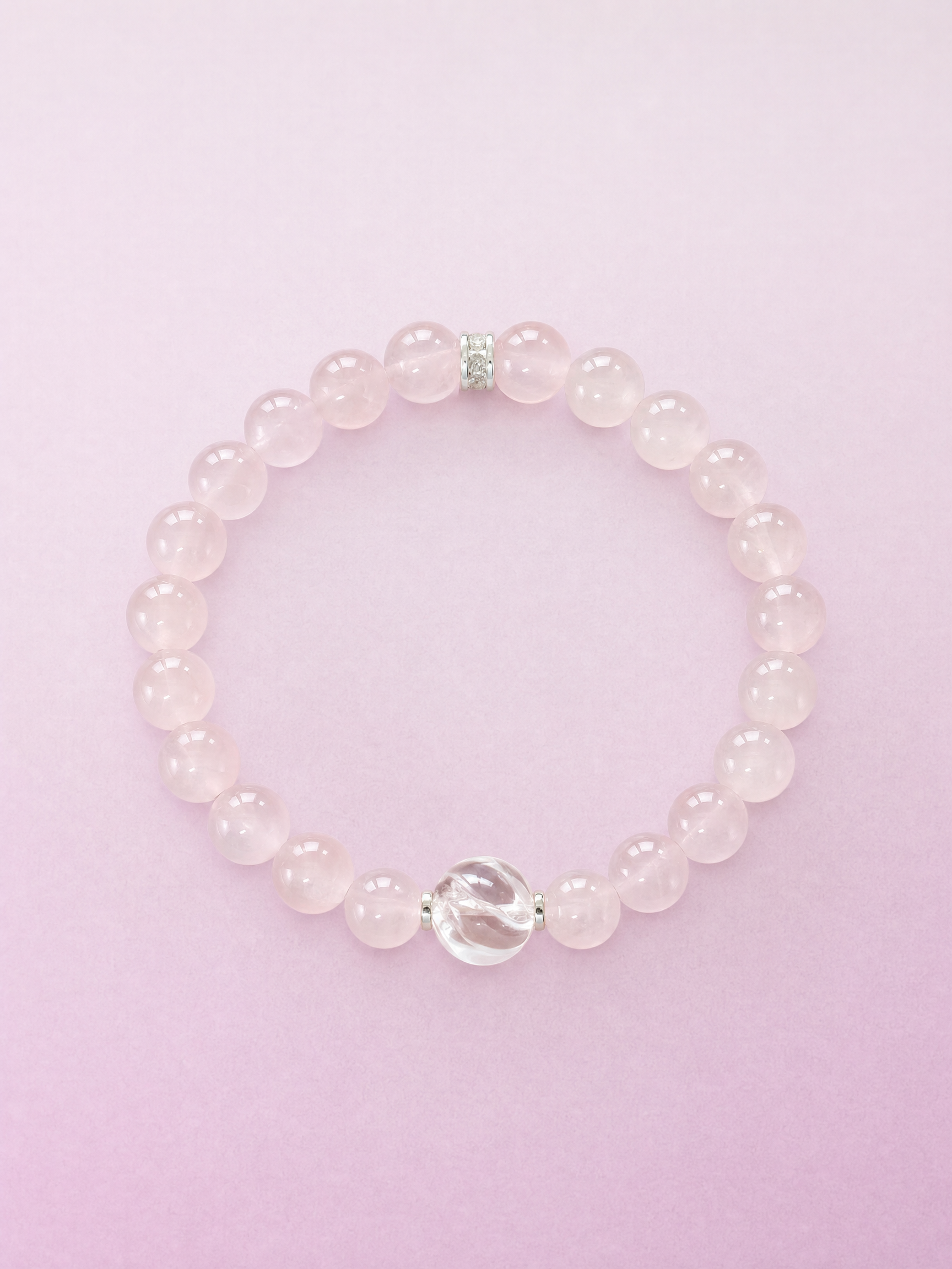 Rose Quartz Heart Chakra Accent Bracelet handmade natural rose quartz crystal bracelet