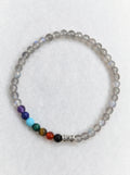 Grey Moonstone Seven-Color Third Eye Chakra Slim Bracelet