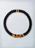 Obsidian Tiger Eye Tablet Bracelet with black and golden-brown tablet beads