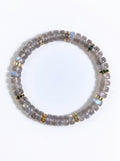Grey Moonstone Third Eye Chakra Tablet Bracelet with decorative spacers