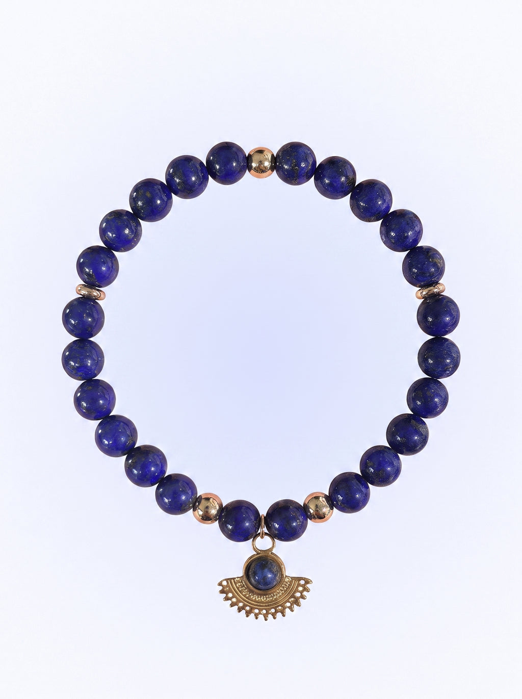 Lapis Lazuli Third Eye Chakra Charm Bracelet with gold-tone charm