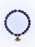 Lapis Lazuli Third Eye Chakra Charm Bracelet with gold-tone charm