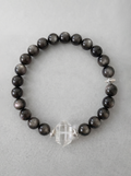 Silver Obsidian Clear Quartz Root Chakra Accent Bracelet