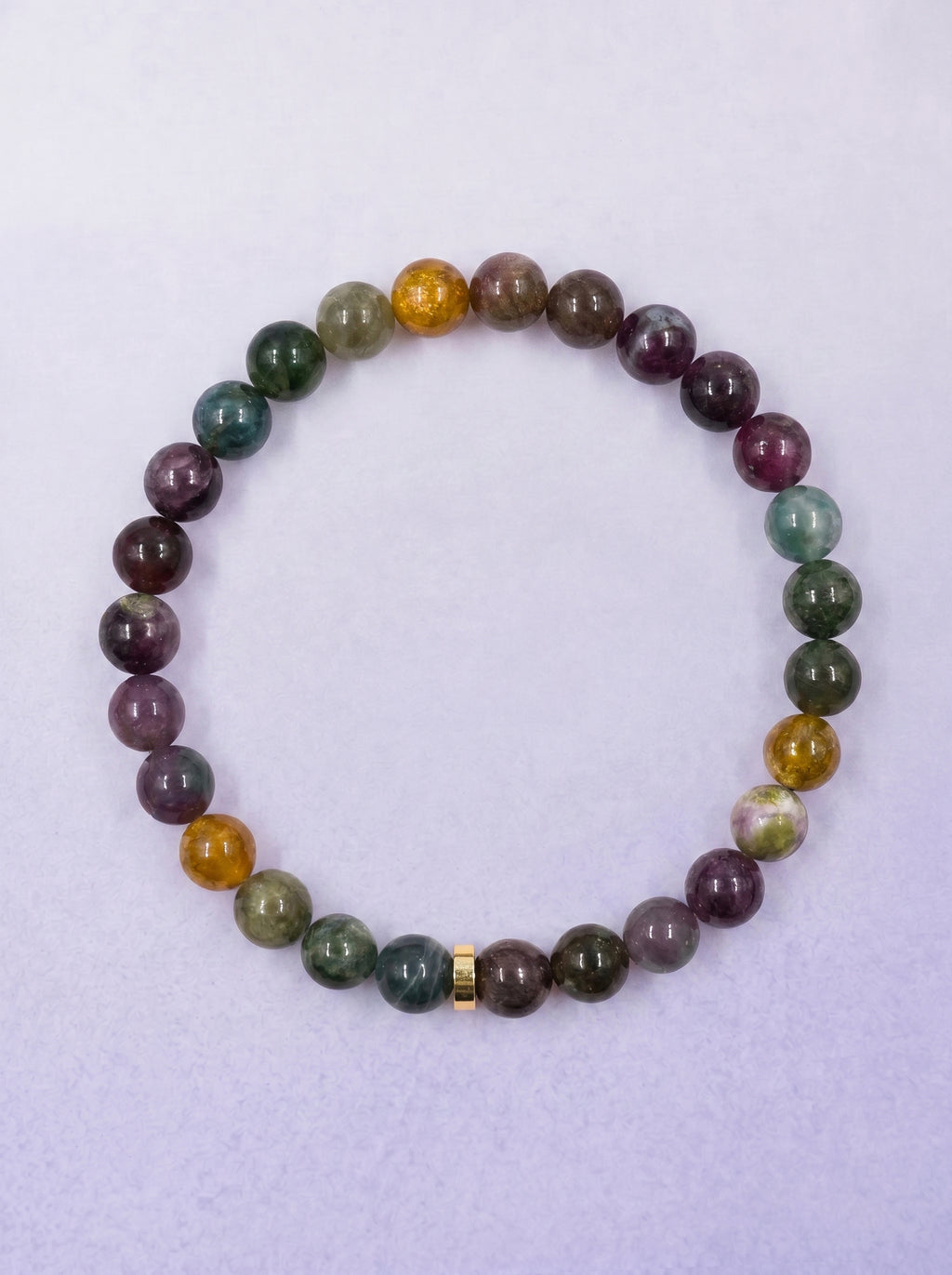 Multicolor Tourmaline Root Chakra Classic Bracelet with gold-tone spacer