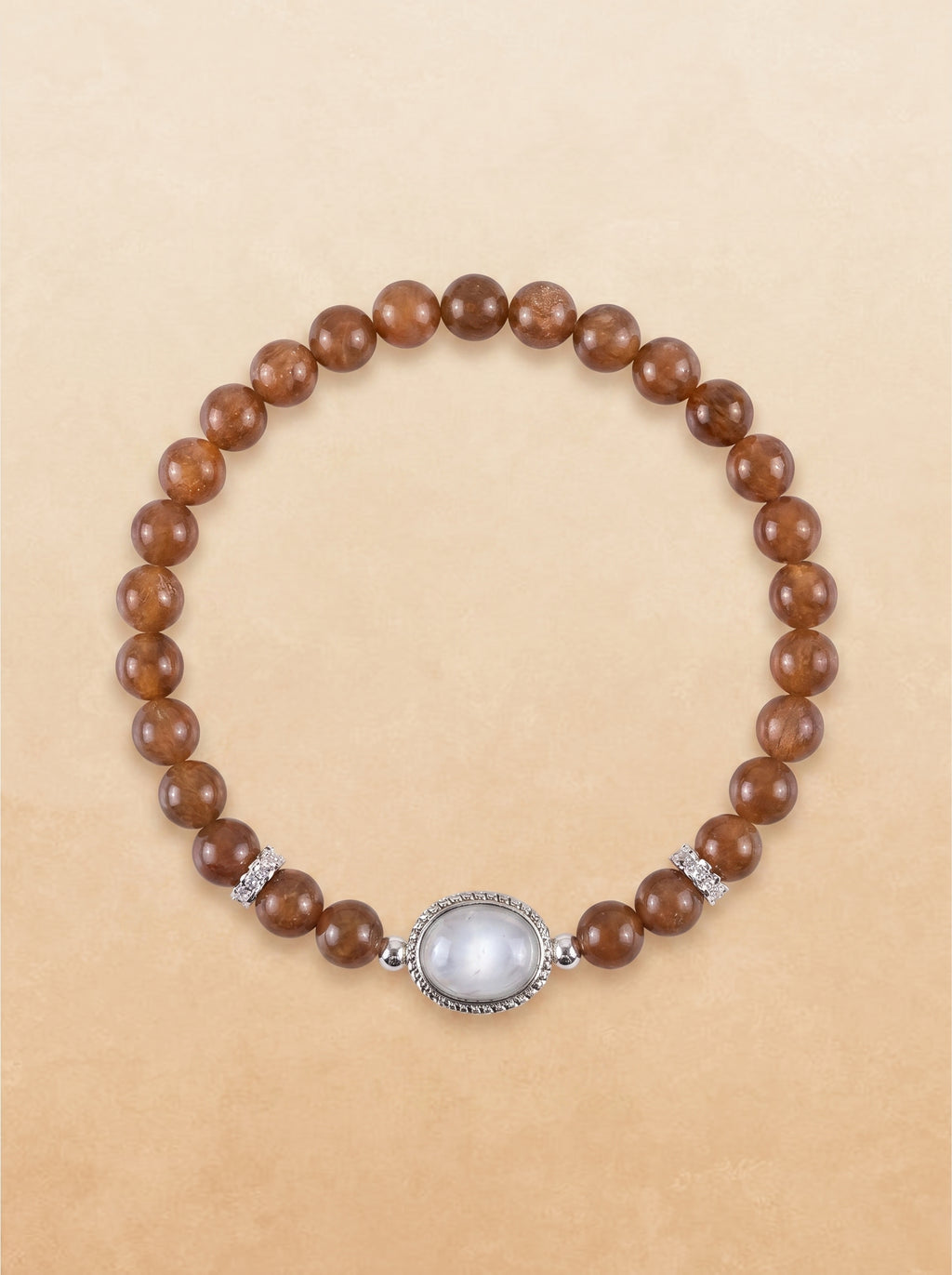 Brown Chalcedony Root Chakra Statement Bracelet with oval focal stone