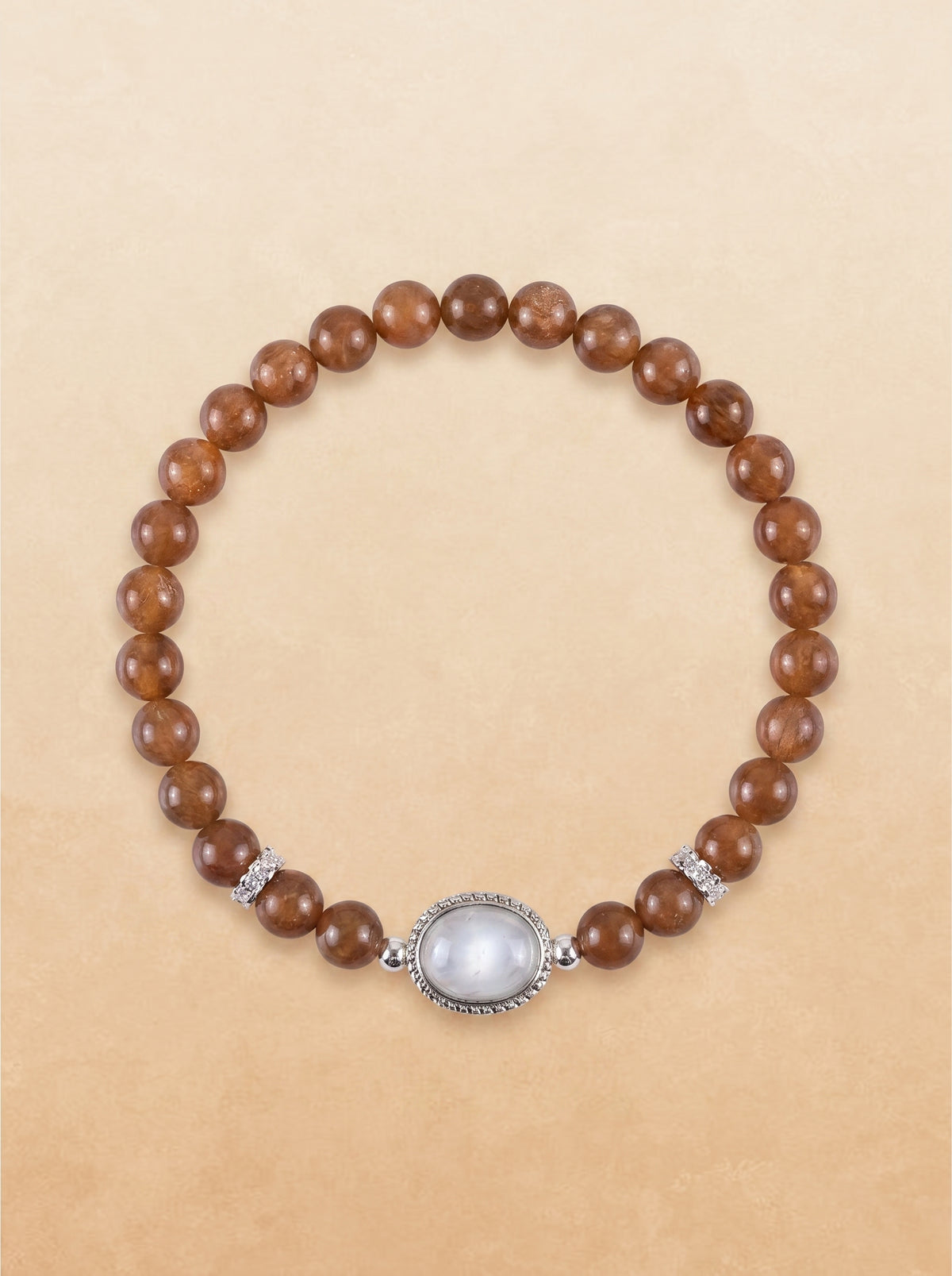 Brown Chalcedony Root Chakra Statement Bracelet with oval focal stone