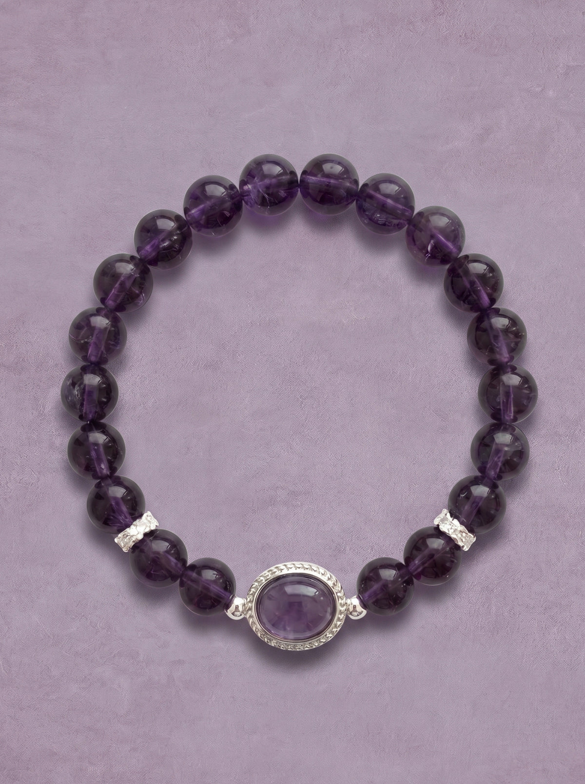 Amethyst Crown Chakra Statement Bracelet with oval focal stone