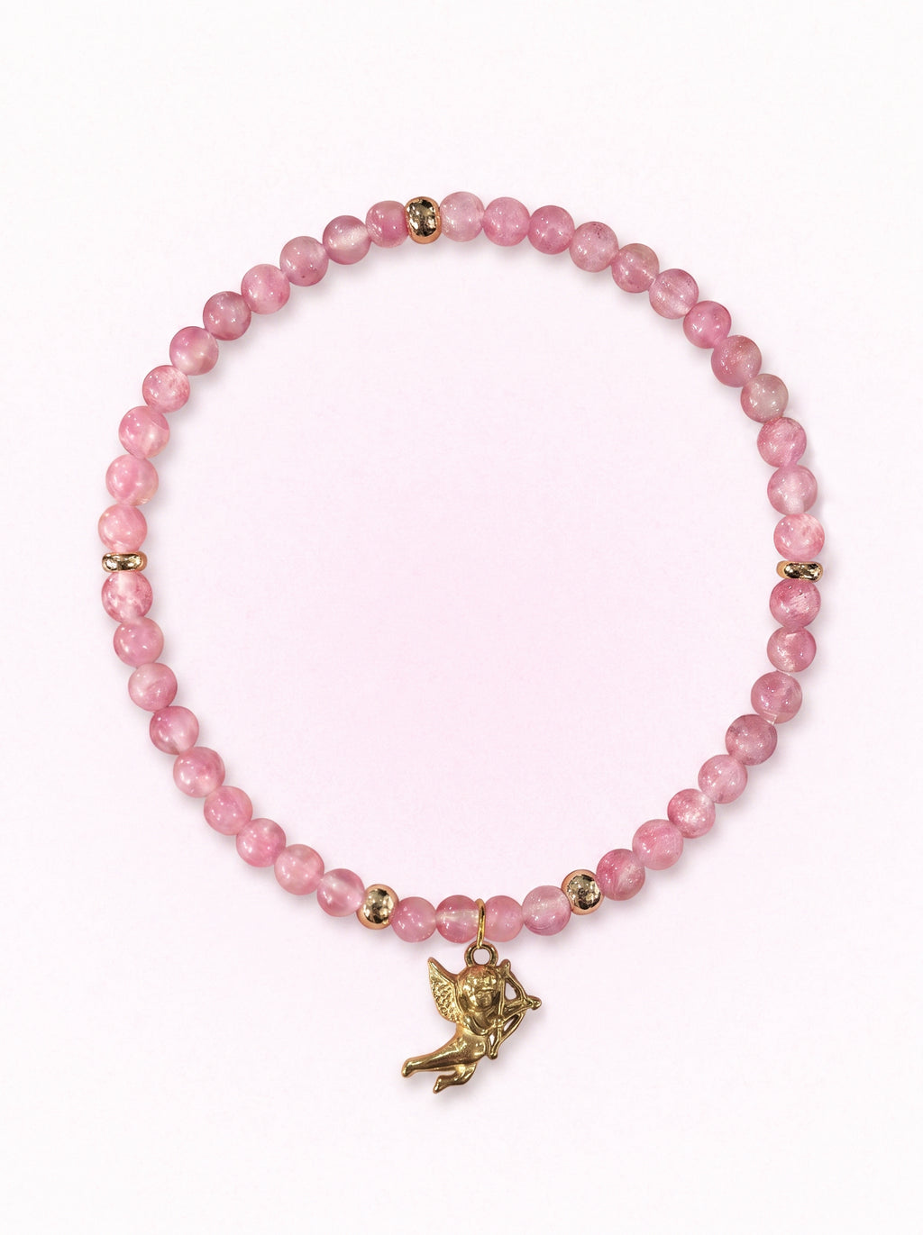 Rhodonite Heart Chakra Angel Charm Bracelet
