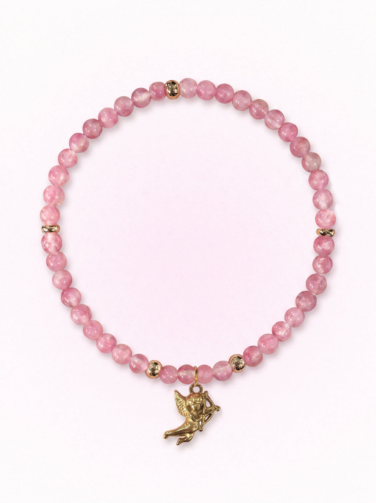 Rhodonite Heart Chakra Angel Charm Bracelet