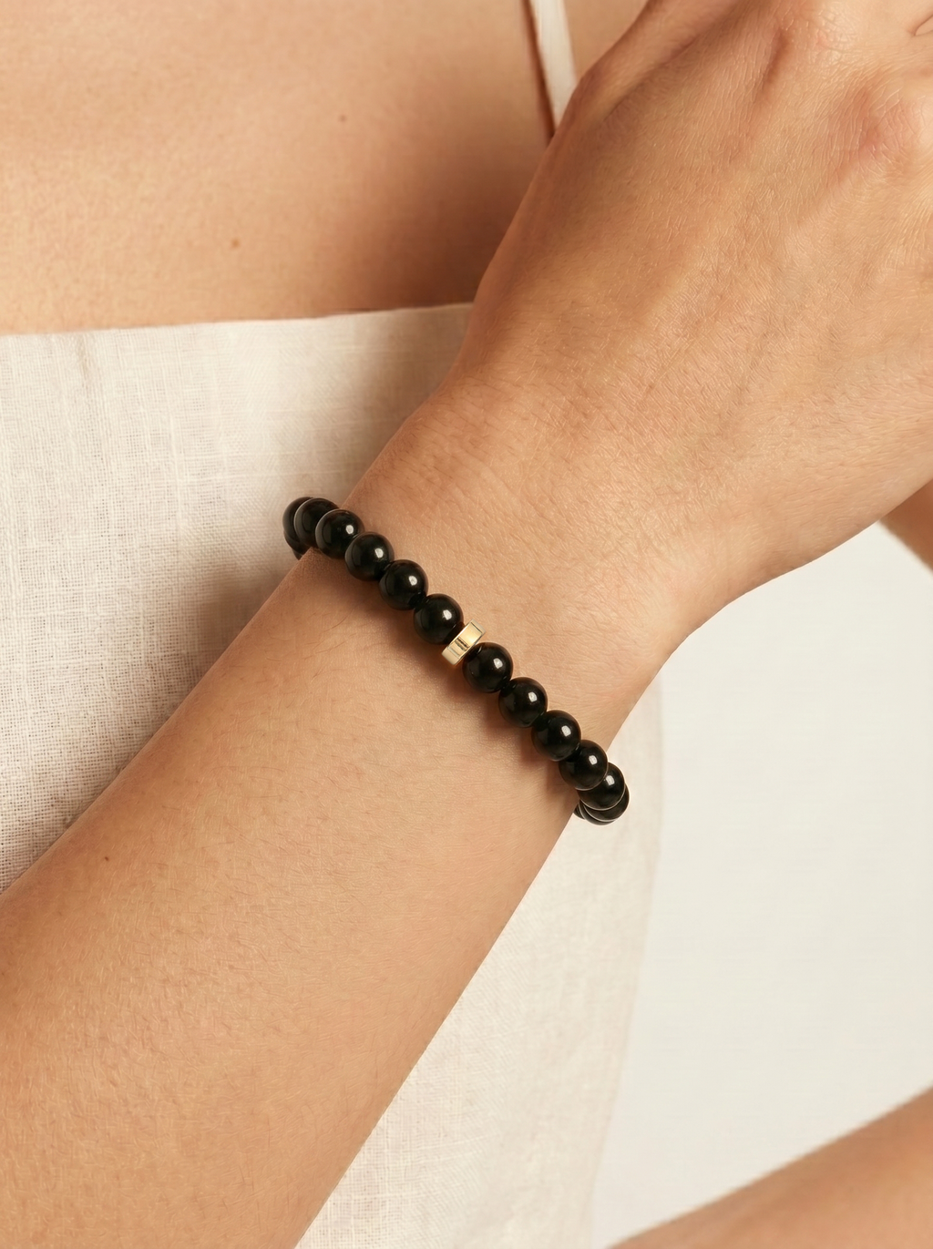 Obsidian Root Chakra Classic Bracelet worn on wrist