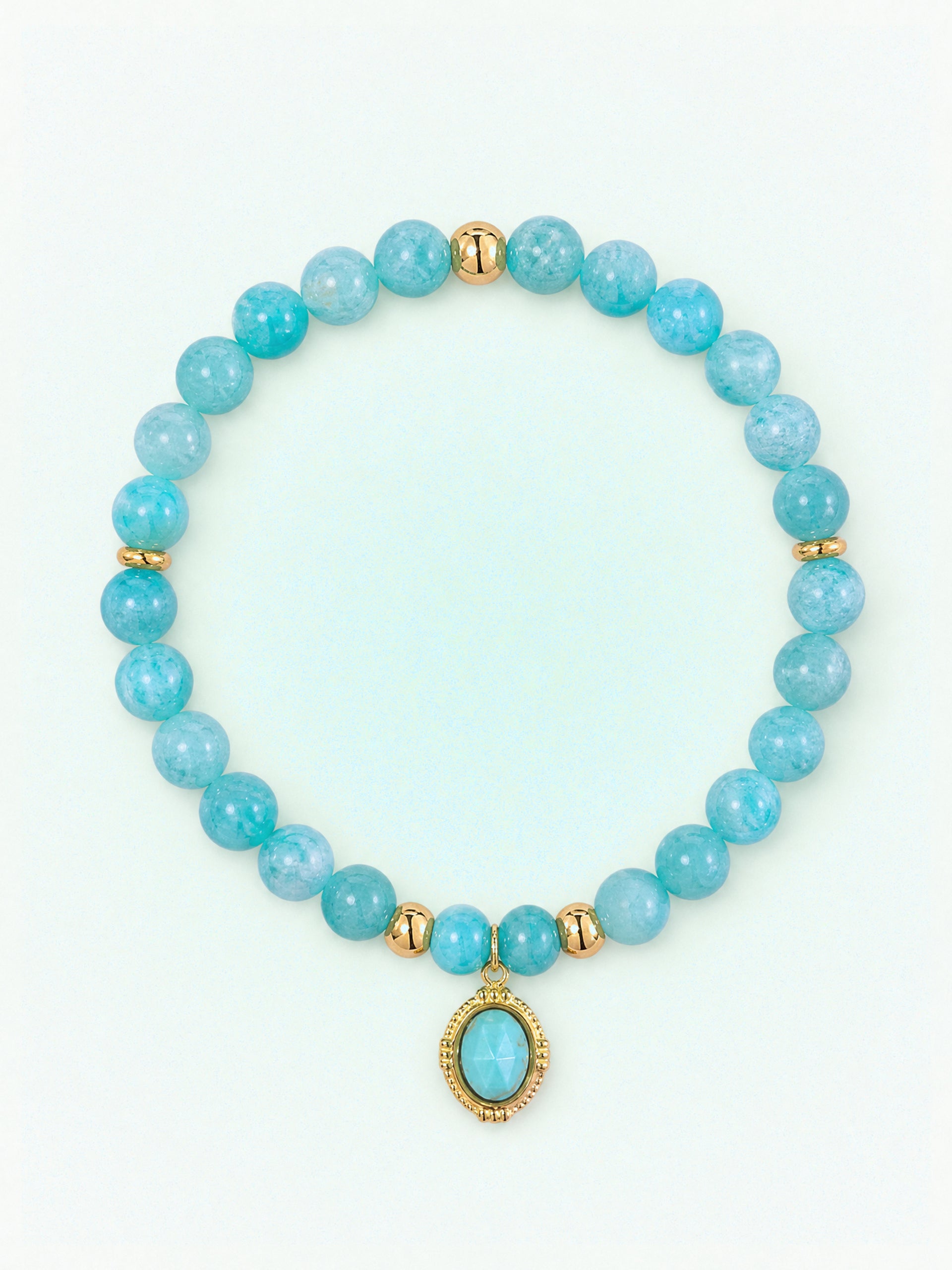Amazonite Heart Chakra Charm Bracelet with gold-tone charm