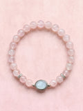 Rose Quartz Heart Chakra Statement Bracelet with oval focal stone