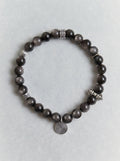 Silver Obsidian Root Chakra Vintage Silver Bracelet with 925 sterling silver accent