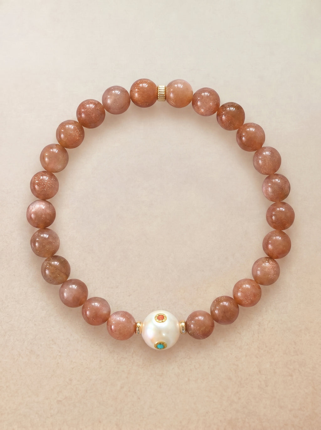 Sunstone and pearl bracelet